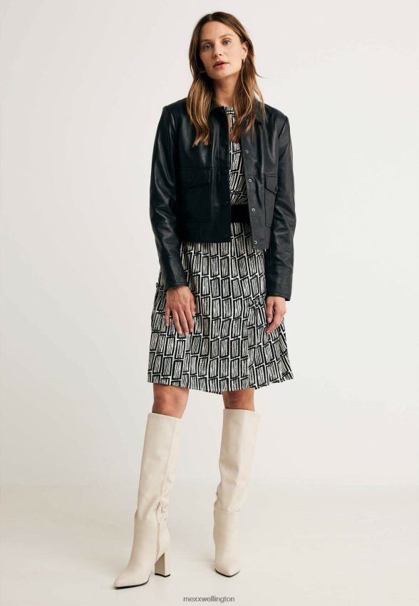 Women Mexx Schwarz Leather Jacket Black 2B480T94