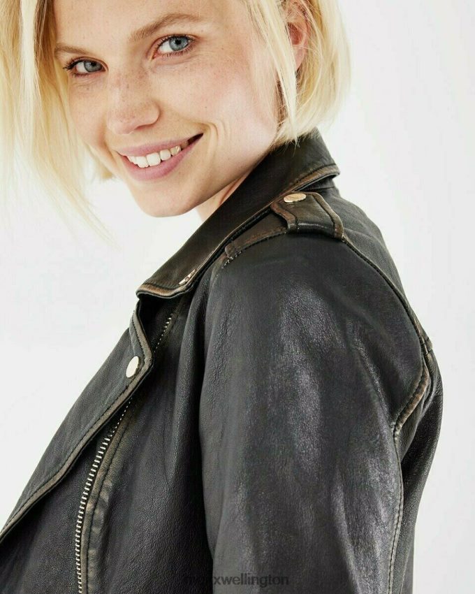 Women Mexx Schwarz Milou Leather Jacket Black 2B480T171