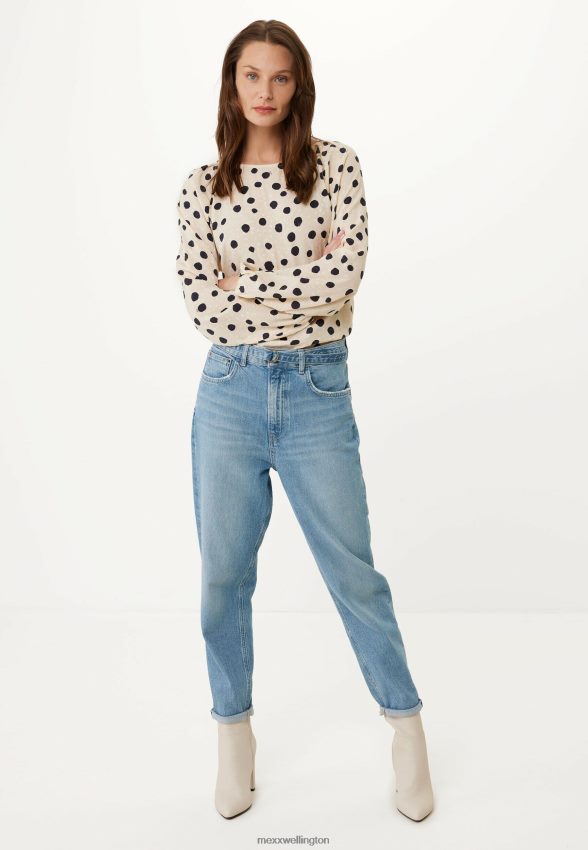 Women Mexx Blue High Waist Mom Jeans Crown Bleach 2B480T21