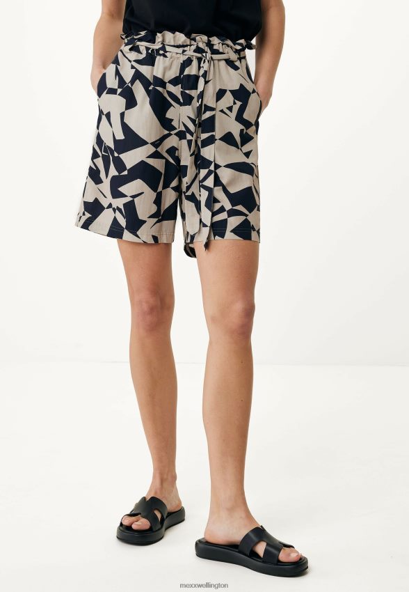 Women Mexx Beige Paperbag Waist Shorts Printed 2B480T54
