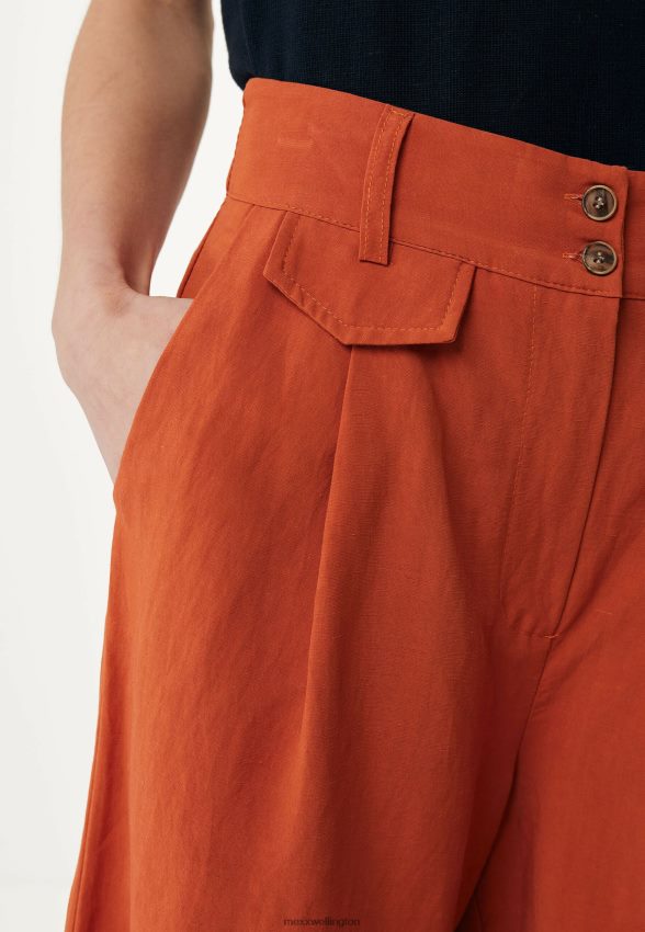 Women Mexx Orange Linen Shorts Brick 2B480T89