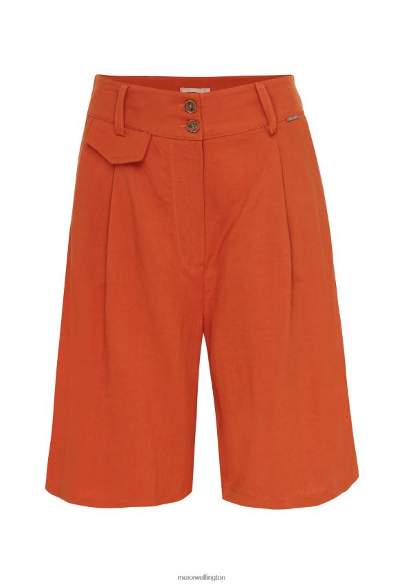 Women Mexx Orange Linen Shorts Brick 2B480T89