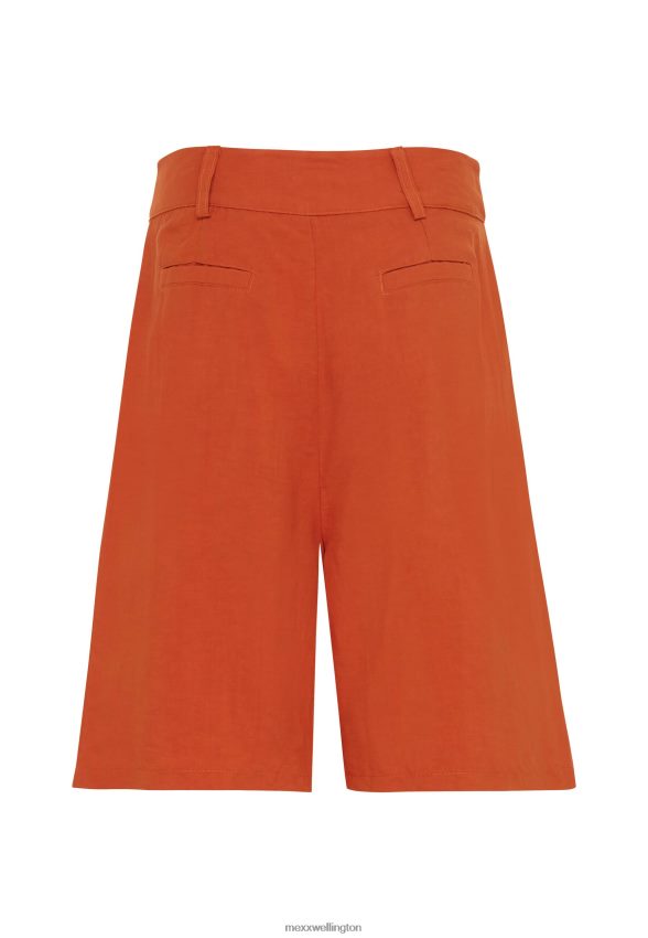 Women Mexx Orange Linen Shorts Brick 2B480T89