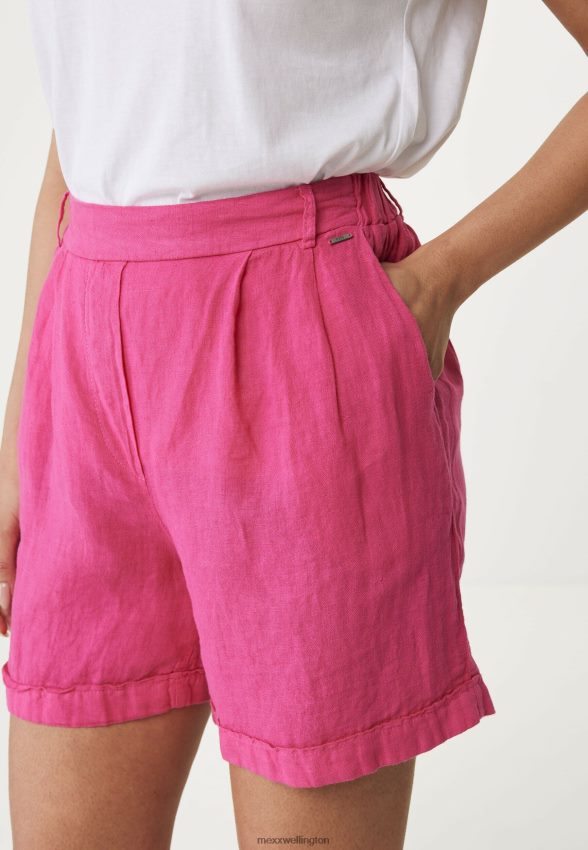 Women Mexx Pink Linen Shorts Hot 2B480T49
