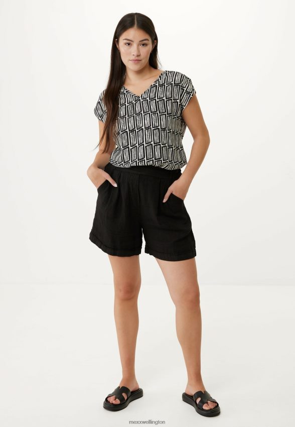 Women Mexx Schwarz Linen Shorts Black 2B480T50