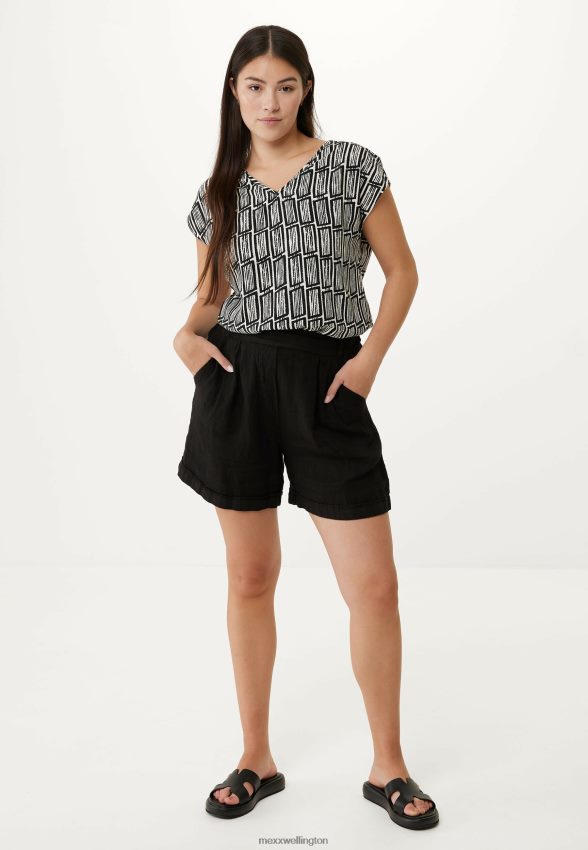 Women Mexx Schwarz Linen Shorts Black 2B480T50