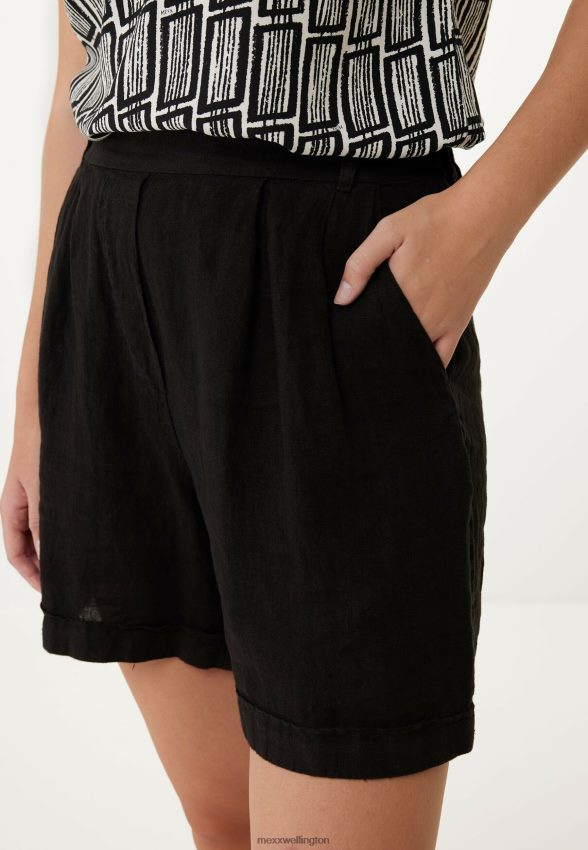 Women Mexx Schwarz Linen Shorts Black 2B480T50