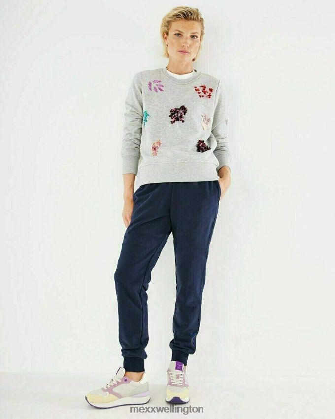 Women Mexx Grey Sequins crewneck sweater grey melee 2B480T412