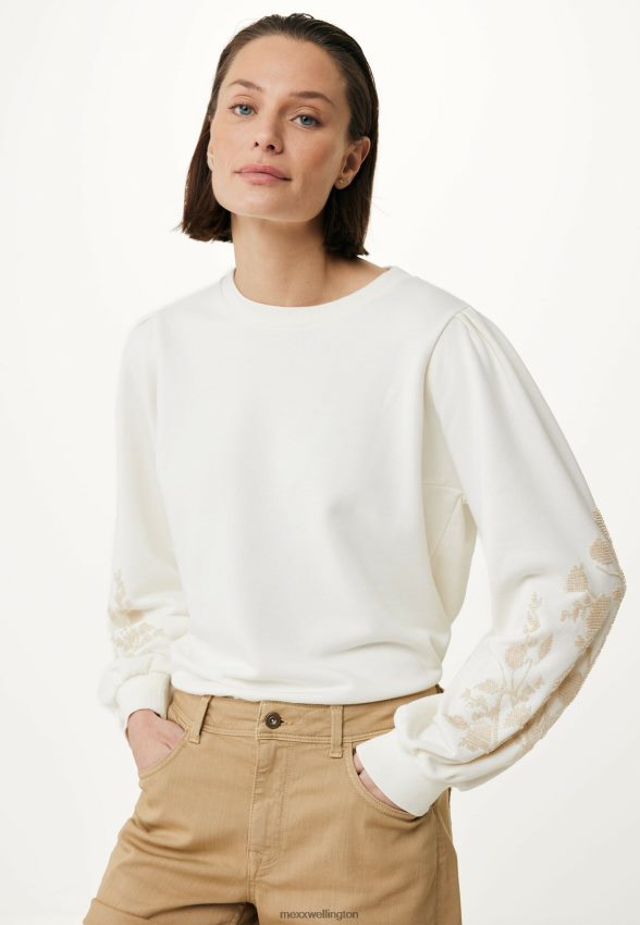 Women Mexx White Crew Neck Sweater Sleeves 2B480T56