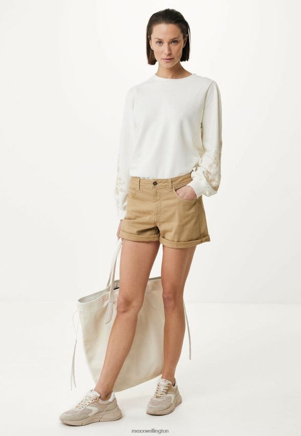 Women Mexx White Crew Neck Sweater Sleeves 2B480T56