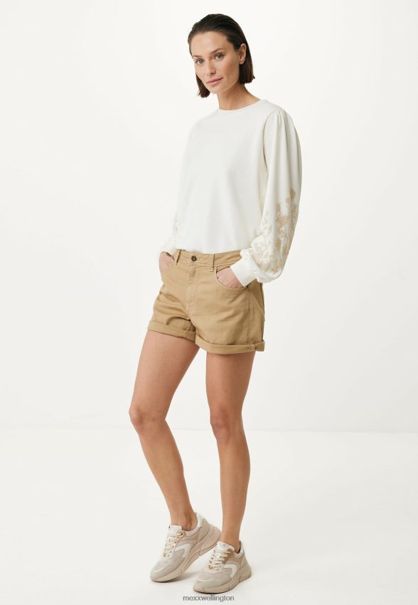 Women Mexx White Crew Neck Sweater Sleeves 2B480T56