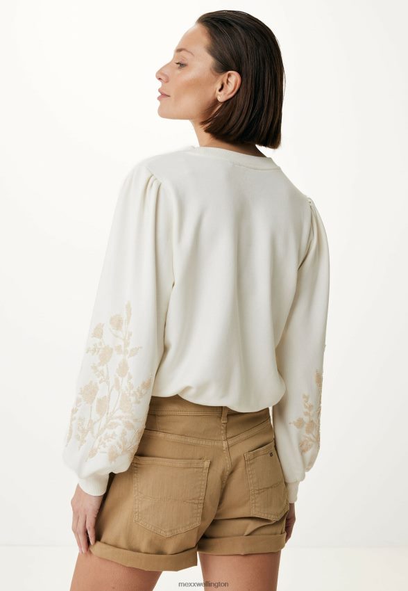 Women Mexx White Crew Neck Sweater Sleeves 2B480T56