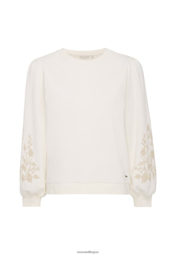 Women Mexx White Crew Neck Sweater Sleeves 2B480T56