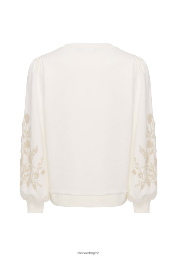 Women Mexx White Crew Neck Sweater Sleeves 2B480T56