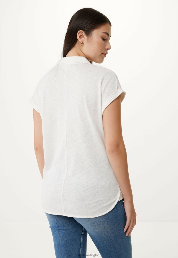 Women Mexx Beige Short Sleeve Polo Tee Off White 2B480T3