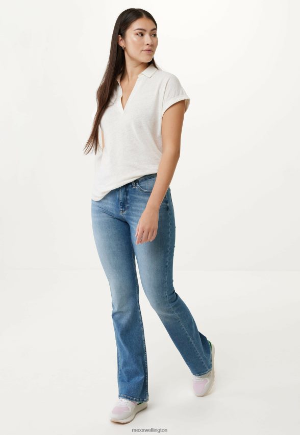 Women Mexx Beige Short Sleeve Polo Tee Off White 2B480T3