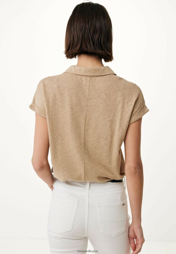 Women Mexx Beige Short Sleeve Polo Tee Sand 2B480T8