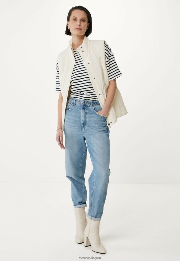 Women Mexx Beige Striped Short Sleeve T-shirt 2B480T19