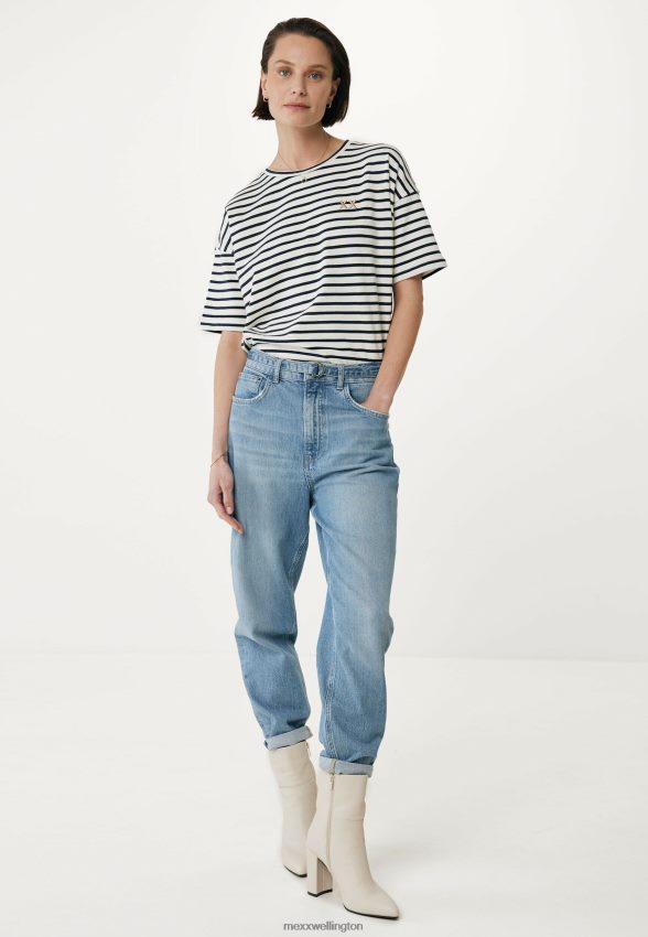 Women Mexx Beige Striped Short Sleeve T-shirt 2B480T19