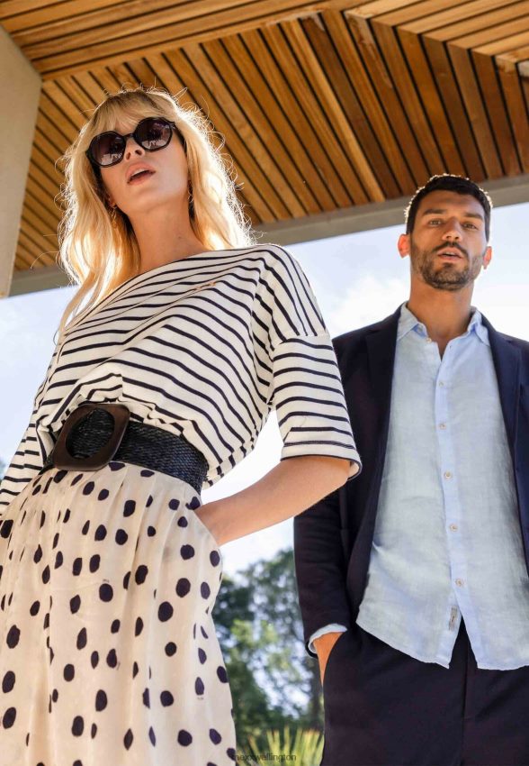 Women Mexx Beige Striped Short Sleeve T-shirt 2B480T19