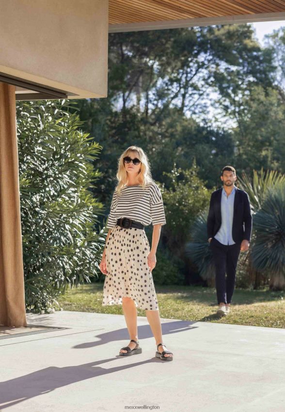 Women Mexx Beige Striped Short Sleeve T-shirt 2B480T19