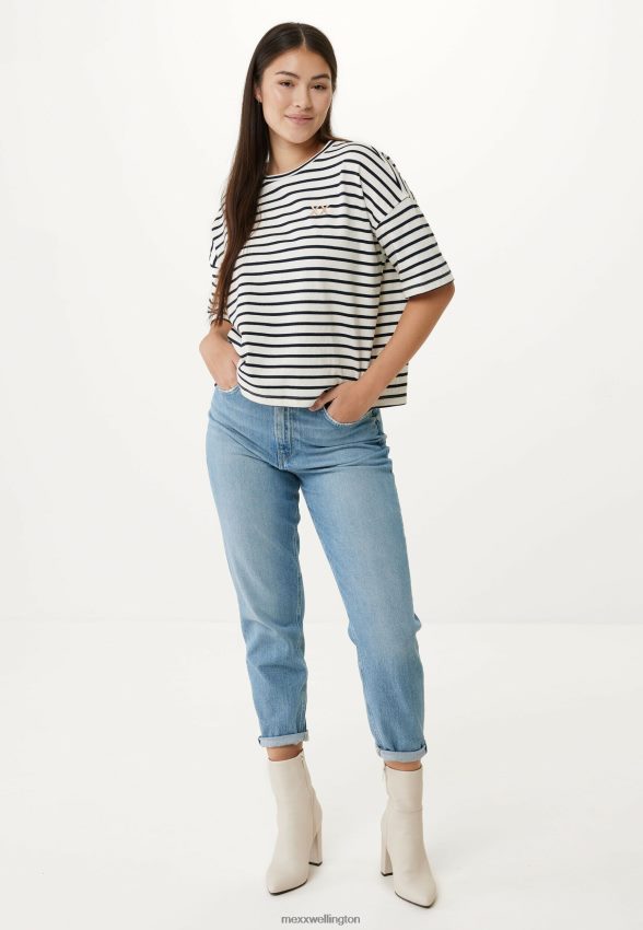 Women Mexx Beige Striped Short Sleeve T-shirt 2B480T19