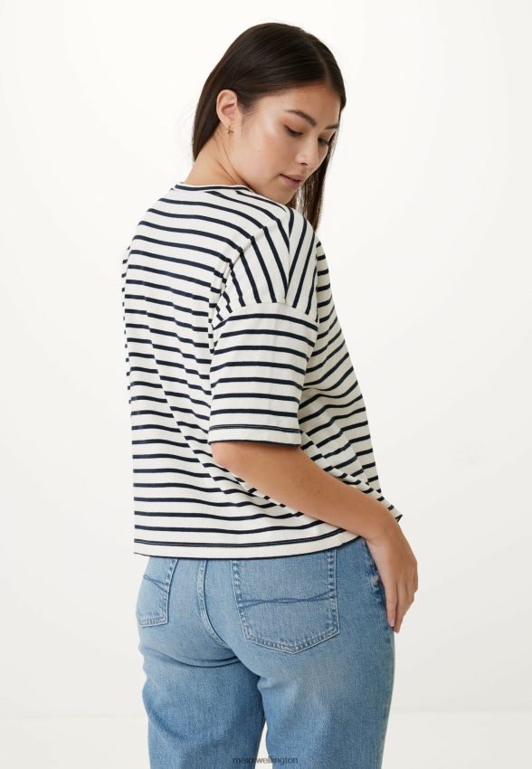 Women Mexx Beige Striped Short Sleeve T-shirt 2B480T19