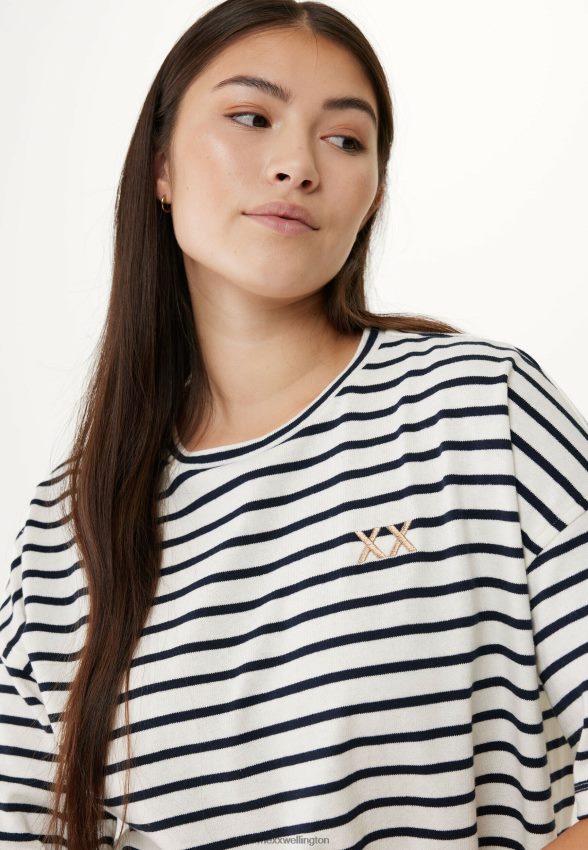 Women Mexx Beige Striped Short Sleeve T-shirt 2B480T19