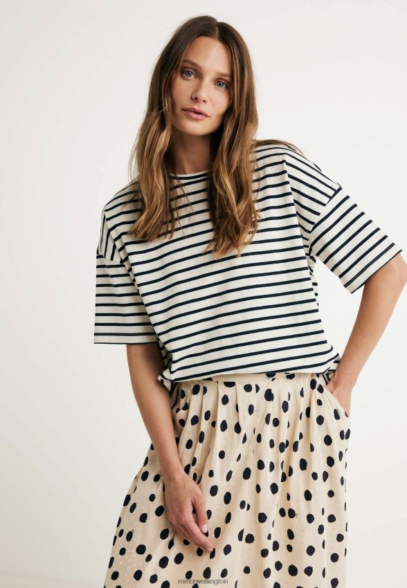 Women Mexx Beige Striped Short Sleeve T-shirt 2B480T19