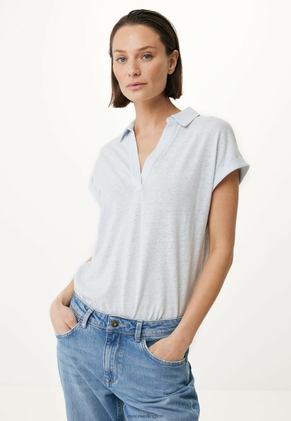 Women Mexx Blue Short Sleeve Polo Tee Baby 2B480T132