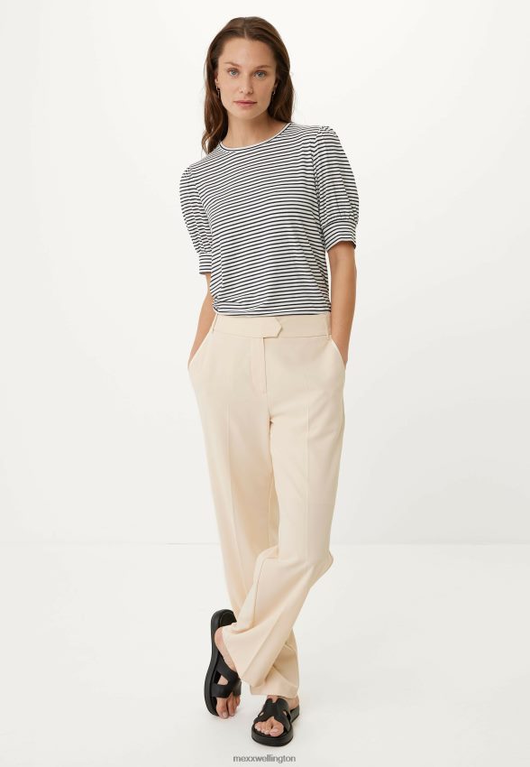 Women Mexx Blue Striped Puff Sleeve Tee Navy 2B480T10