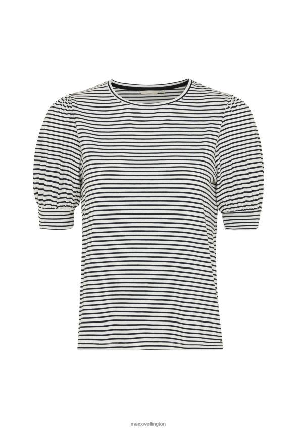 Women Mexx Blue Striped Puff Sleeve Tee Navy 2B480T10