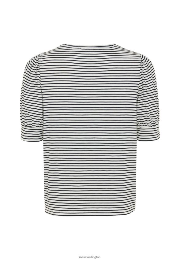 Women Mexx Blue Striped Puff Sleeve Tee Navy 2B480T10