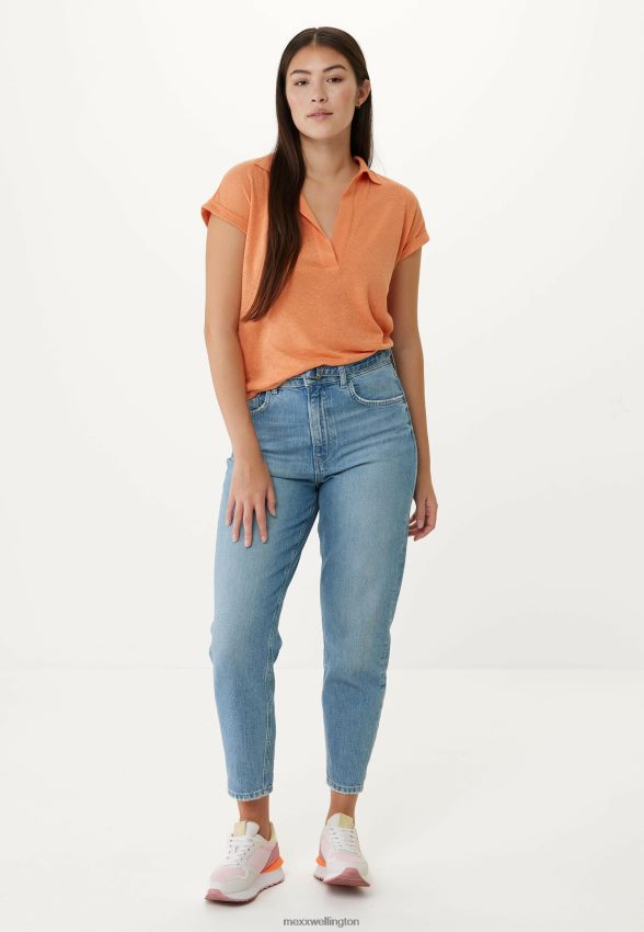 Women Mexx Orange Short Sleeve Polo Tee 2B480T76