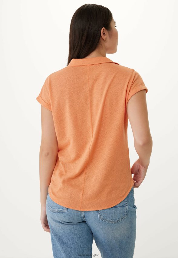 Women Mexx Orange Short Sleeve Polo Tee 2B480T76