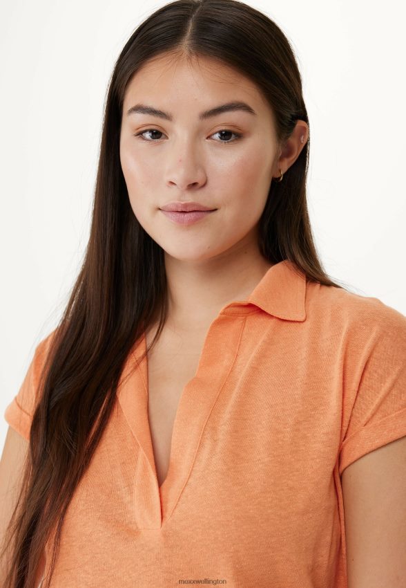 Women Mexx Orange Short Sleeve Polo Tee 2B480T76