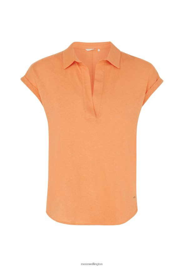 Women Mexx Orange Short Sleeve Polo Tee 2B480T76