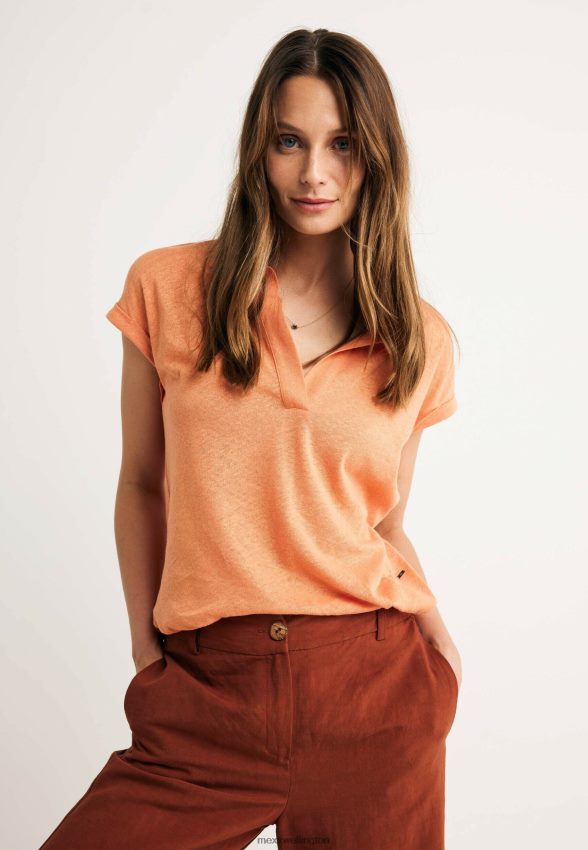 Women Mexx Orange Short Sleeve Polo Tee 2B480T76