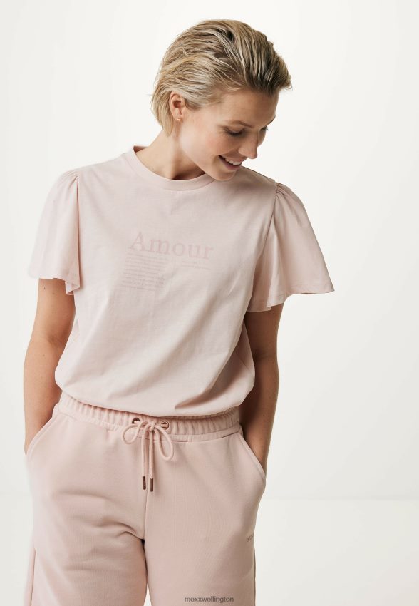 Women Mexx Pink T-shirt Flutter Sleeve Old 2B480T147