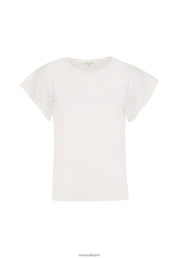 Women Mexx Beige Top Broidery Sleeves Off White 2B480T2