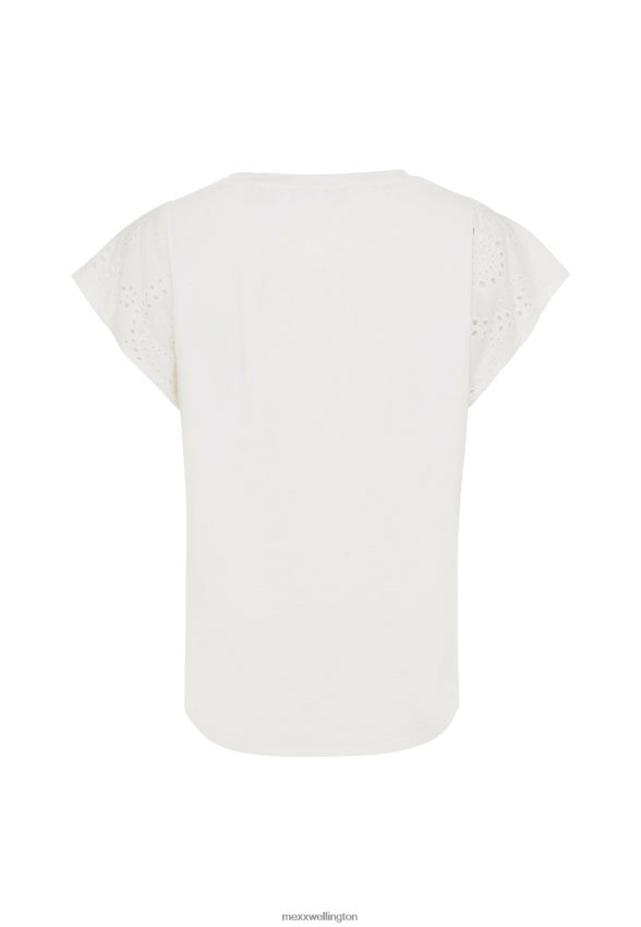 Women Mexx Beige Top Broidery Sleeves Off White 2B480T2