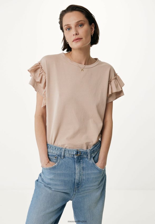Women Mexx Beige Top Ruffle Sleeves Nude 2B480T42