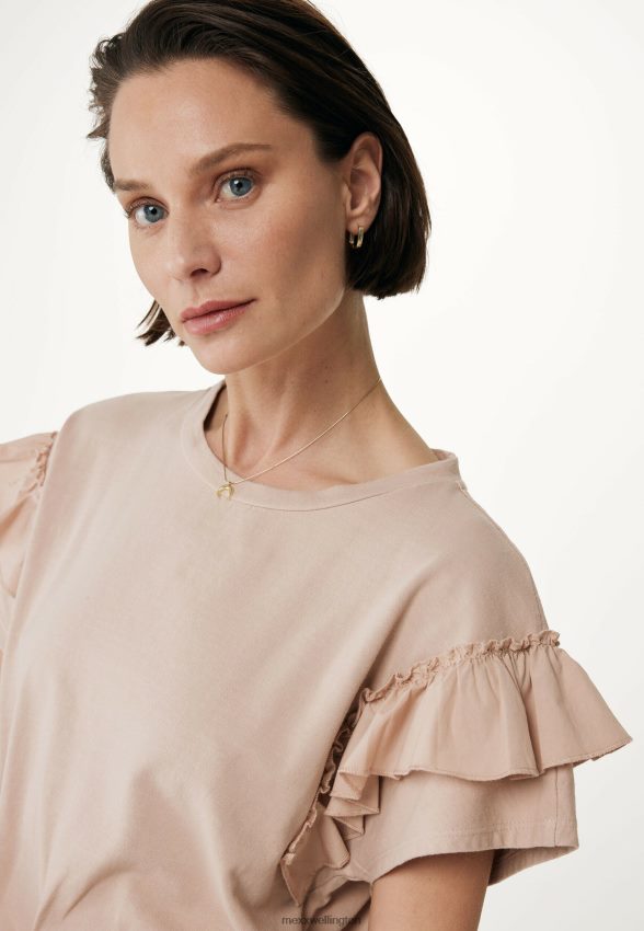 Women Mexx Beige Top Ruffle Sleeves Nude 2B480T42