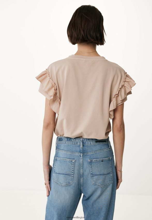 Women Mexx Beige Top Ruffle Sleeves Nude 2B480T42