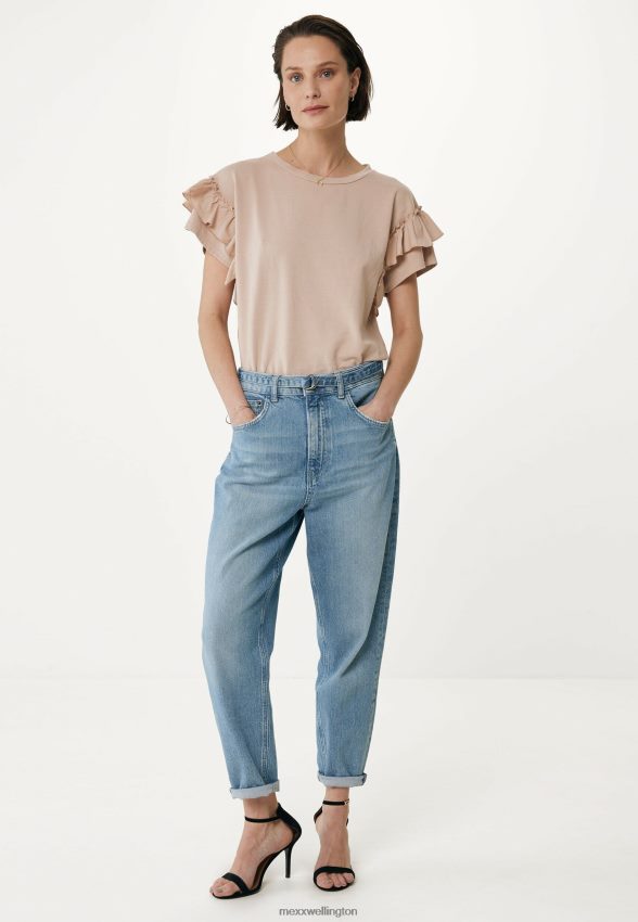 Women Mexx Beige Top Ruffle Sleeves Nude 2B480T42