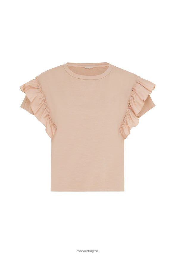 Women Mexx Beige Top Ruffle Sleeves Nude 2B480T42