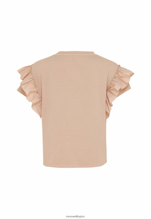 Women Mexx Beige Top Ruffle Sleeves Nude 2B480T42