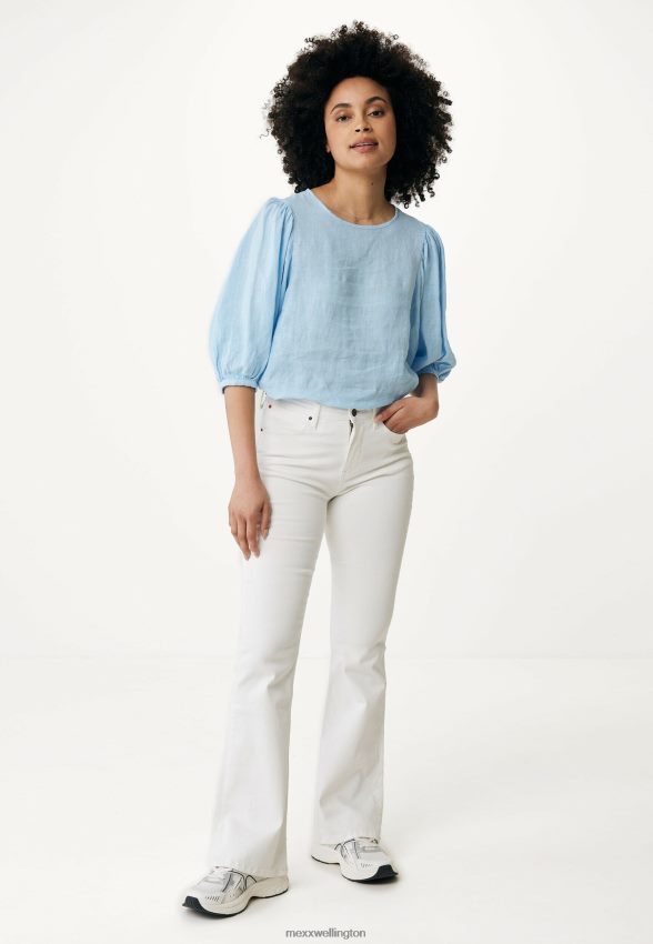 Women Mexx Blue Linen Top Balloon Sleeves Light 2B480T52