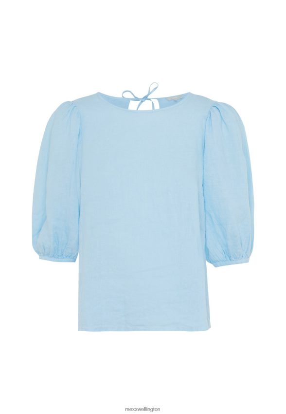 Women Mexx Blue Linen Top Balloon Sleeves Light 2B480T52