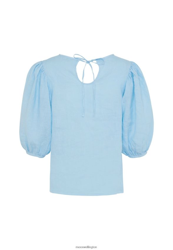 Women Mexx Blue Linen Top Balloon Sleeves Light 2B480T52